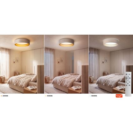 Brilagi - LED Dimmelhető mennyezeti lámpatest VELVET SMARTIX LED/24W/230V 3000-6000K átm. 45 cm krémszínű/arany Wi-Fi Tuya Beacon + távirányító