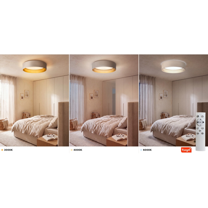 Brilagi - LED Dimmelhető mennyezeti lámpatest VELVET SMARTIX LED/24W/230V 3000-6000K átm. 45 cm krémszínű/arany Wi-Fi Tuya Beacon + távirányító