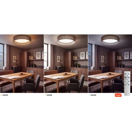 Brilagi - LED dimmelhető mennyezeti lámpa VELVET SMARTIX LED/36W/230V 3000–6000K átm. 55 cm barna Wi‑Fi Tuya Beacon + távirányító