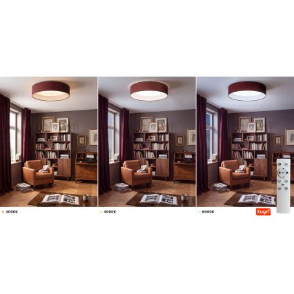 Brilagi - LED dimmelhető mennyezeti lámpa VELVET SMARTIX LED/36W/230V 3000-6000K Ø 55 cm bordó Wi-Fi Tuya Beacon + távirányító