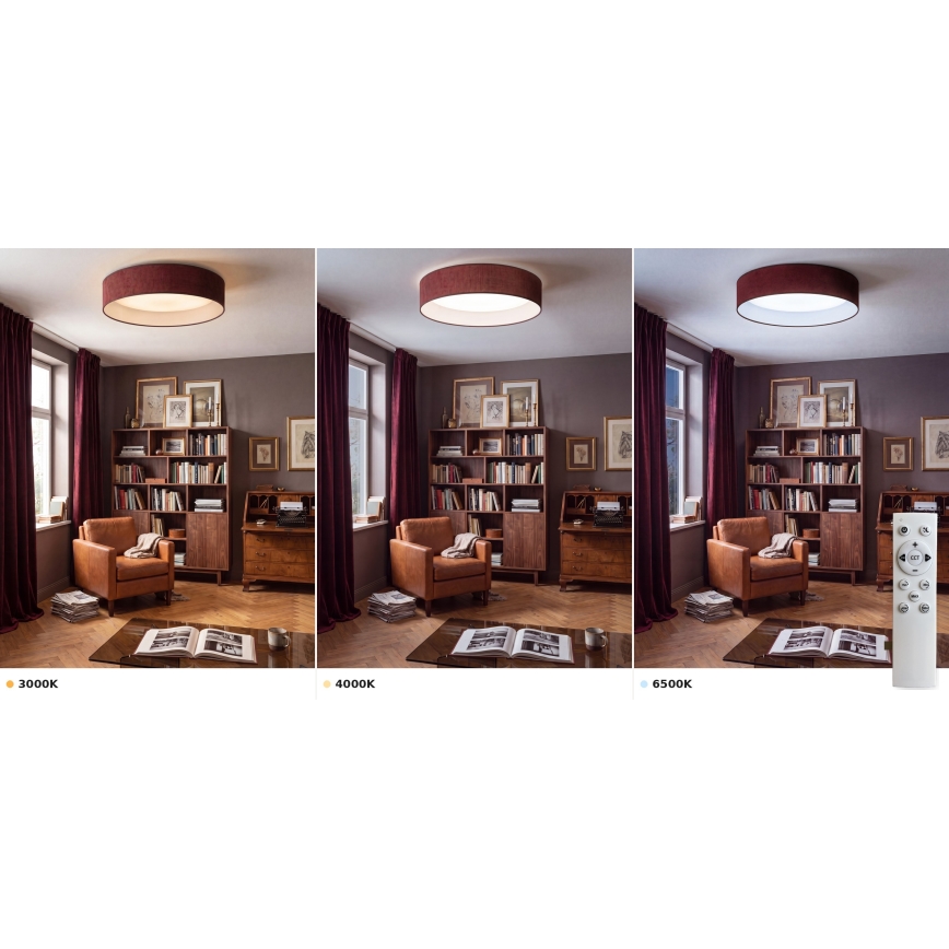 Brilagi - LED fényerőszabályozható mennyezeti lámpa VELVET SMART VARI LED/36W/230V 3000-6500K átmérő 55 cm bordó + távirányító