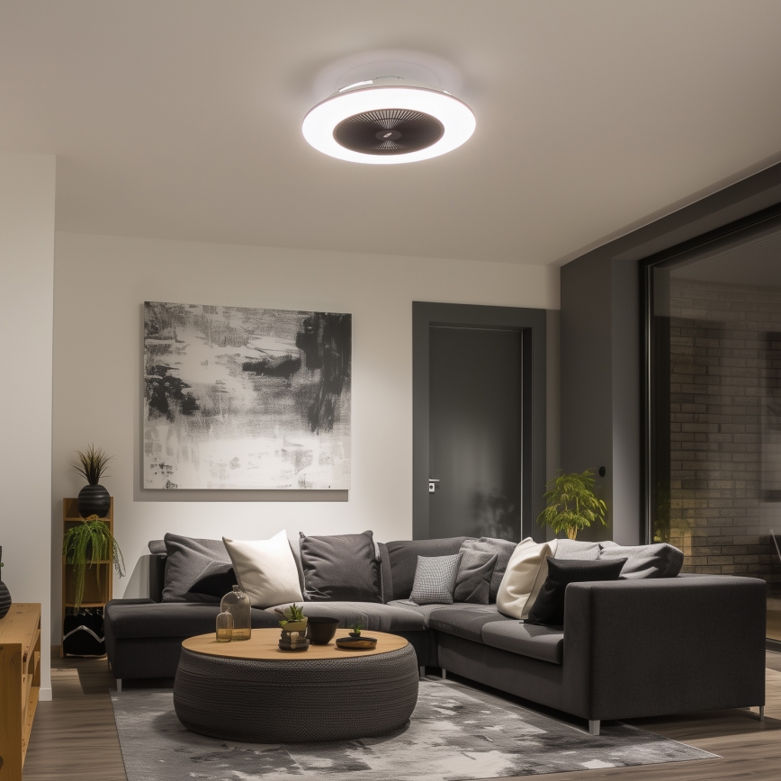 Brilagi - LED Dimmelhető lámpa ventilátorral AURA LED/38W/230V 3000-6000K fekete + távirányító
