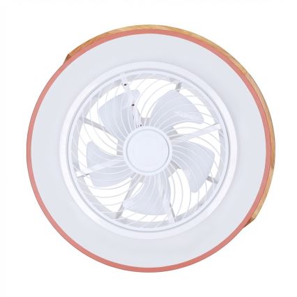 Brilagi - LED fényerőszabályozható mennyezeti lámpa ventilátorral LED/38W/230V 3000-6500K 3000-6500K átm. 50 cm rózsaszín/tölgy + távirányítóval