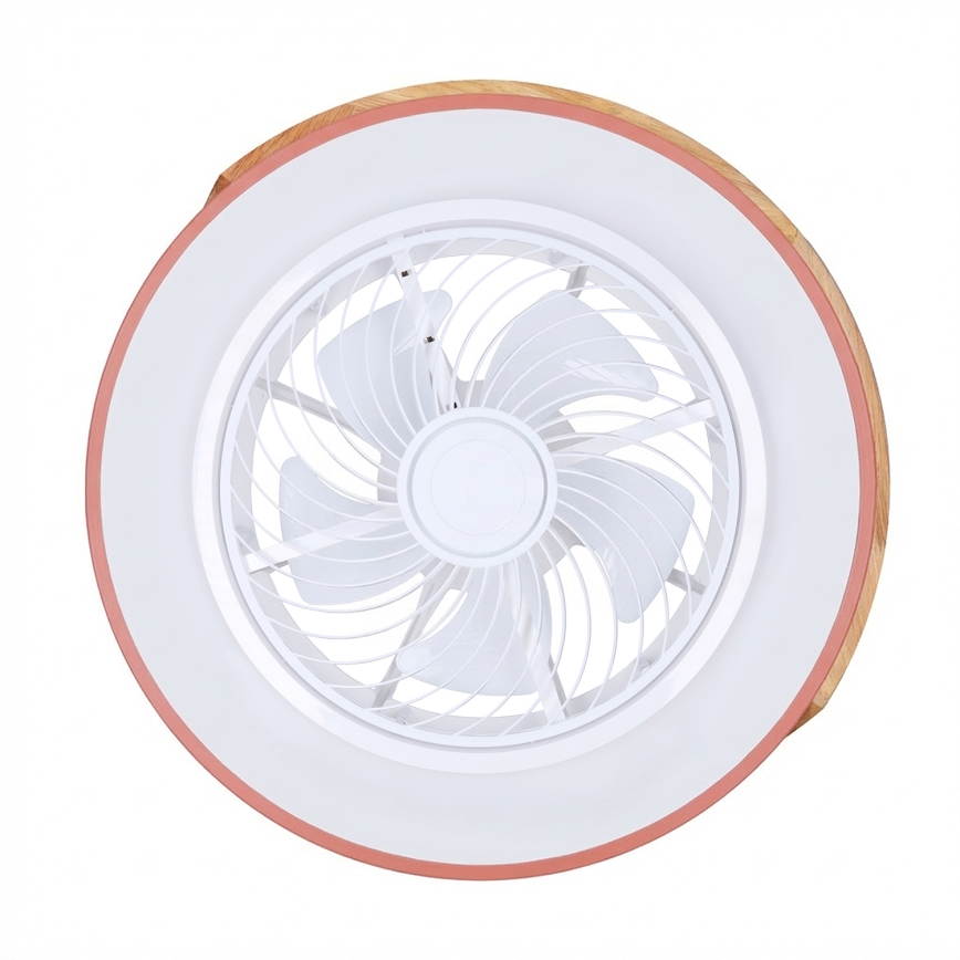 Brilagi - LED fényerőszabályozható mennyezeti lámpa ventilátorral LED/38W/230V 3000-6500K 3000-6500K átm. 50 cm rózsaszín/tölgy + távirányítóval
