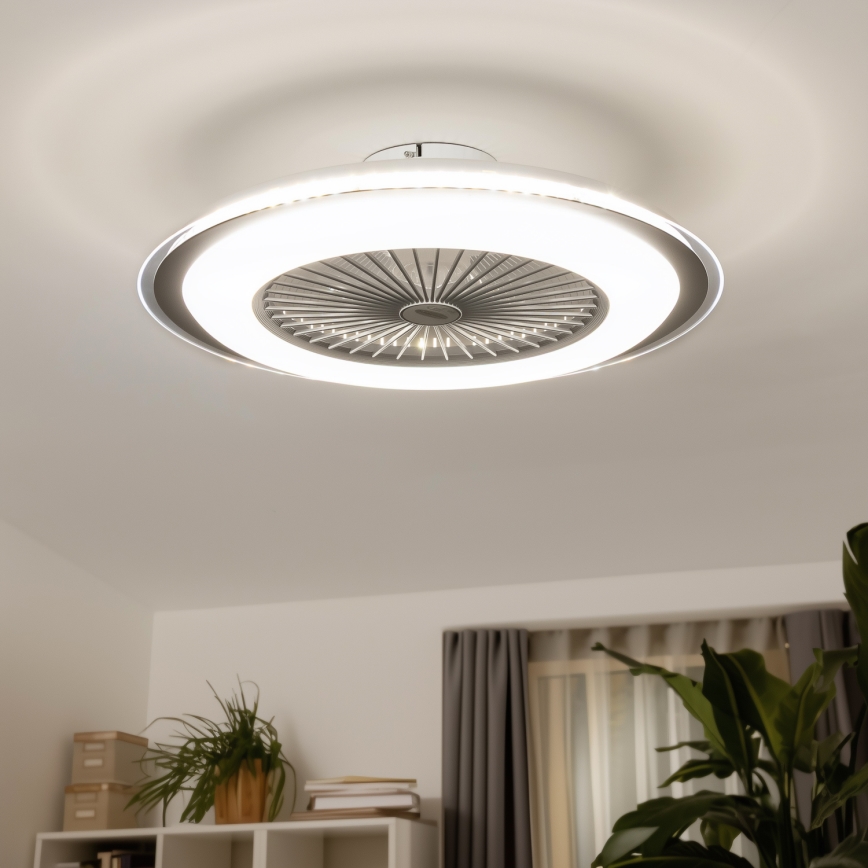 Brilagi - LED Dimmelhető lámpa ventilátorral RONDA LED/48W/230V 3000-6000K ezüst + távirányító
