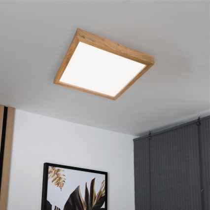 Brilagi - LED dimmelhető fürdőszobai lámpa WOODY FRAME LED/50W/230V tölgy 60x60 cm 3000-6000K IP44 + távirányítás