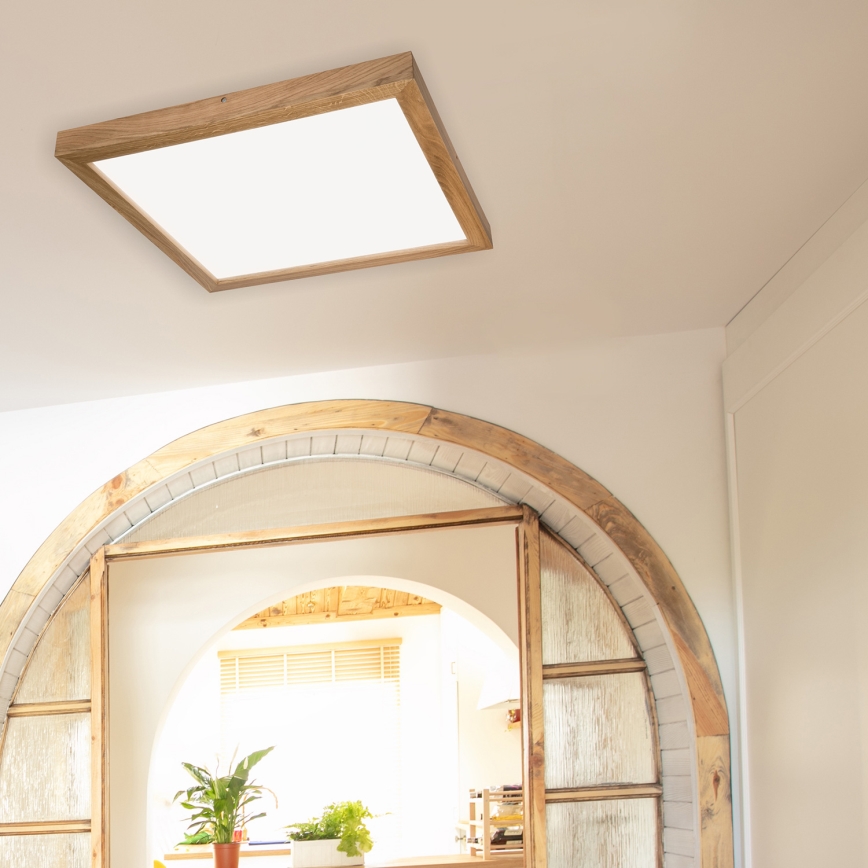 Brilagi - LED dimmelhető fürdőszobai lámpa WOODY FRAME LED/50W/230V tölgy 60x60 cm 3000-6000K IP44 + távirányítás