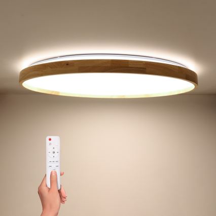 Brilagi - LED dimmelhető mennyezeti lámpatest ALSON LED/72W/230V 3000-6500K tölgy átm. 78 cm + távirányító