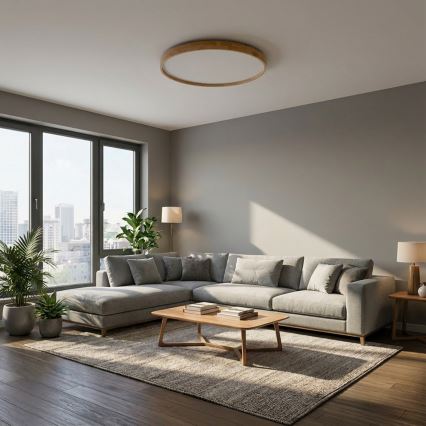 Brilagi - LED dimmelhető mennyezeti lámpatest ALSON LED/72W/230V 3000-6500K tölgy átm. 78 cm + távirányító