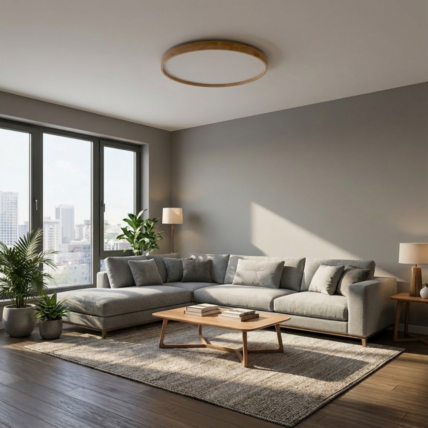 Brilagi - LED dimmelhető mennyezeti lámpatest ALSON LED/72W/230V 3000-6500K tölgy átm. 78 cm + távirányító