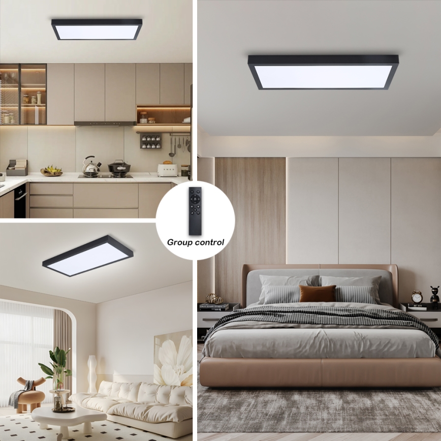 Brilagi - LED dimmelhető fürdőszobai mennyezeti lámpatest FRAME SMART LED/30W/230V 30x60 cm 3000-6000K IP44 fekete + távirányítóval