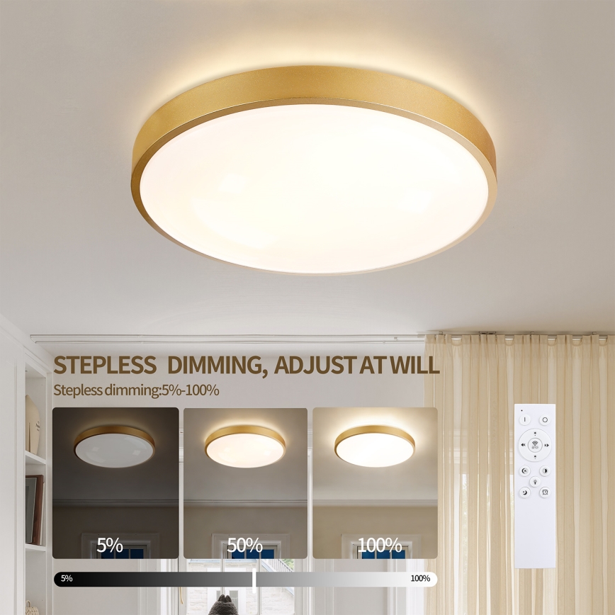 Brilagi - GLASS POOL DOUBLE LED/48W/230V dimmelhető mennyezeti lámpatest 3000-6000K 40 cm arany + távirányító
