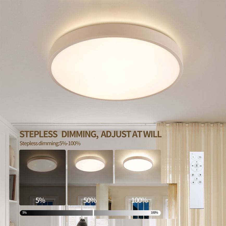 Brilagi - LED dimmelhető mennyezeti lámpa GLASS POOL DOUBLE LED/48W/230V 3000-6000K 40 cm bézs + távirányító