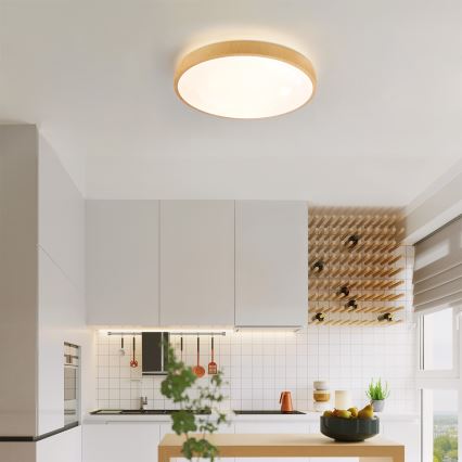Brilagi - LED dimmelhető mennyezeti lámpa GLASS POOL DOUBLE LED/48W/230V 3000-6000K 40 cm fa hatású + távirányítóval