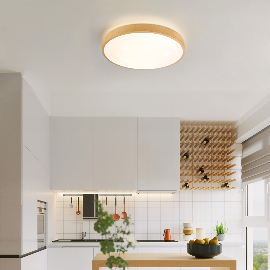 Brilagi - LED dimmelhető mennyezeti lámpa GLASS POOL DOUBLE LED/48W/230V 3000-6000K 40 cm fa hatású + távirányítóval