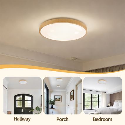 Brilagi - LED dimmelhető mennyezeti lámpa GLASS POOL DOUBLE LED/48W/230V 3000-6000K 40 cm fa hatású + távirányítóval