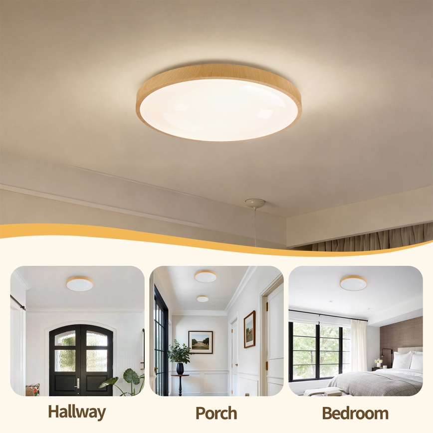 Brilagi - LED dimmelhető mennyezeti lámpa GLASS POOL DOUBLE LED/48W/230V 3000-6000K 40 cm fa hatású + távirányítóval