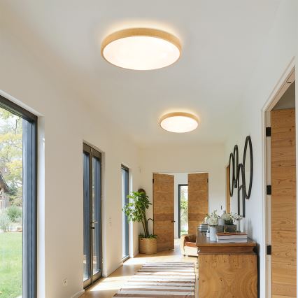Brilagi - LED dimmelhető mennyezeti lámpa GLASS POOL DOUBLE LED/48W/230V 3000-6000K 40 cm fa hatású + távirányítóval