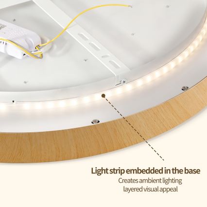 Brilagi - LED dimmelhető mennyezeti lámpa GLASS POOL DOUBLE LED/48W/230V 3000-6000K 40 cm fa hatású + távirányítóval