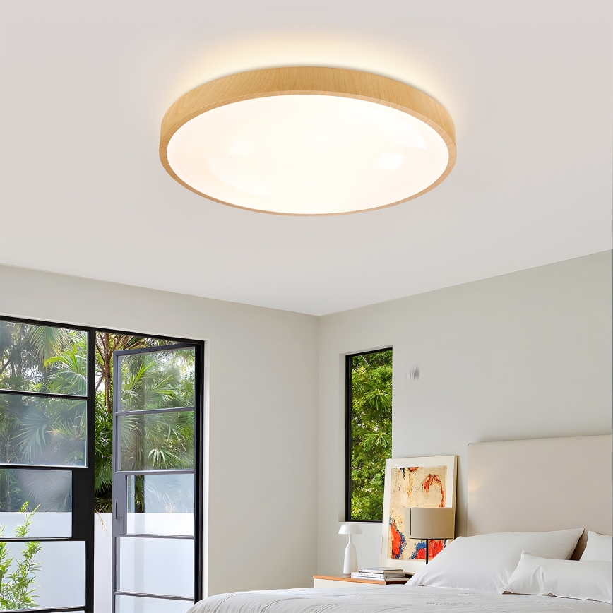 Brilagi - LED dimmelhető mennyezeti lámpatest GLASS POOL DOUBLE LED/60W/230V 3000-6000K 50 cm fa dekor + távirányító