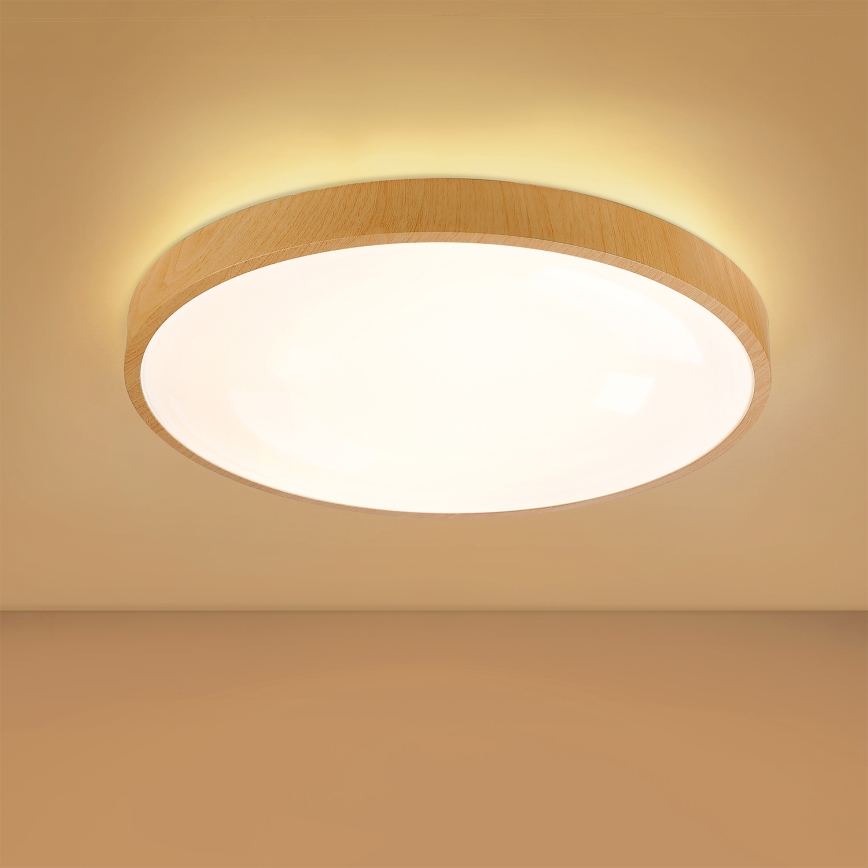 Brilagi - LED dimmelhető mennyezeti lámpatest GLASS POOL DOUBLE LED/60W/230V 3000-6000K 50 cm fa dekor + távirányító