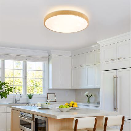 Brilagi - LED dimmelhető mennyezeti lámpatest GLASS POOL DOUBLE LED/60W/230V 3000-6000K 50 cm fa dekor + távirányító