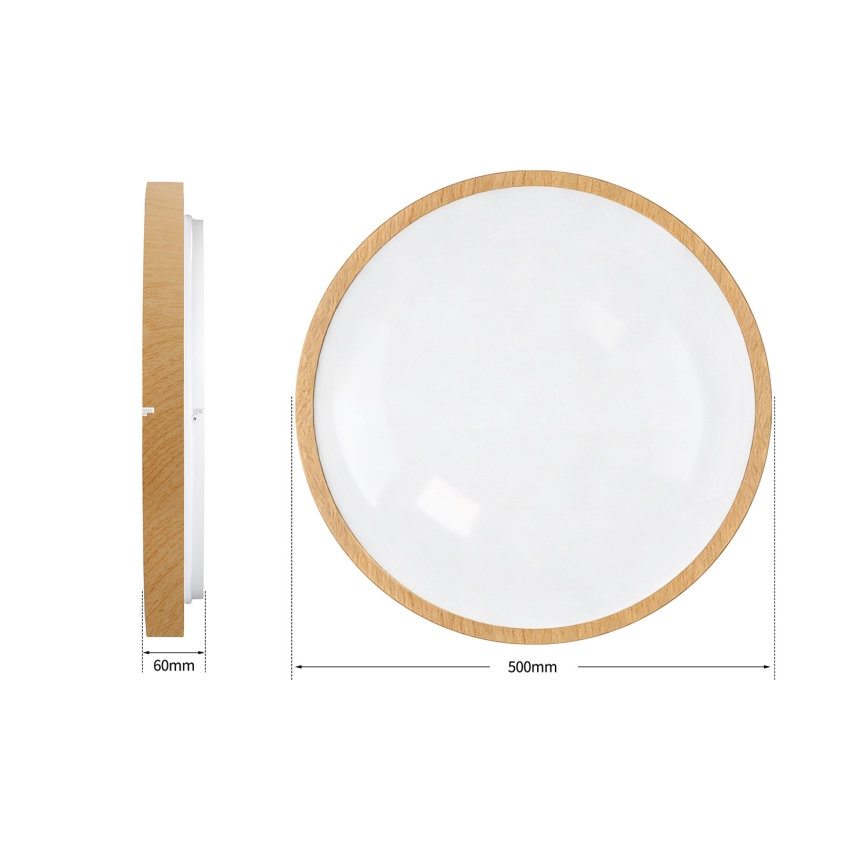 Brilagi - LED dimmelhető mennyezeti lámpatest GLASS POOL DOUBLE LED/60W/230V 3000-6000K 50 cm fa dekor + távirányító