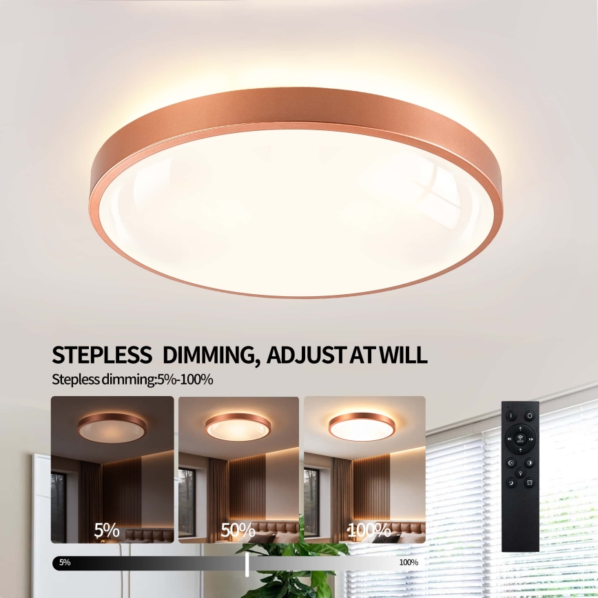BRILAGI - LED fényerőszabályozható mennyezeti lámpa GLASS POOL DOUBLE LED/60W/230V Ø 50 cm rézszínű + távirányító