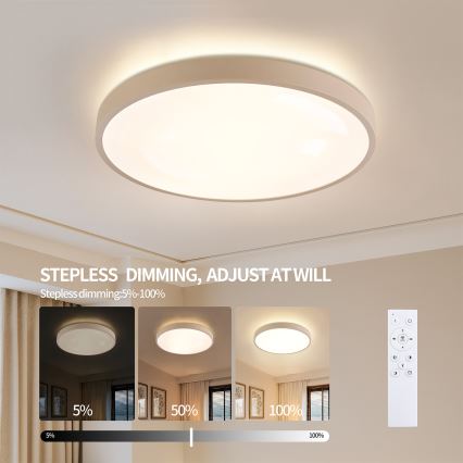 Brilagi - LED fényerőszabályozható mennyezeti lámpa GLASS POOL DOUBLE LED/80W/230V 3000-6000K 60 cm bézs + távirányító