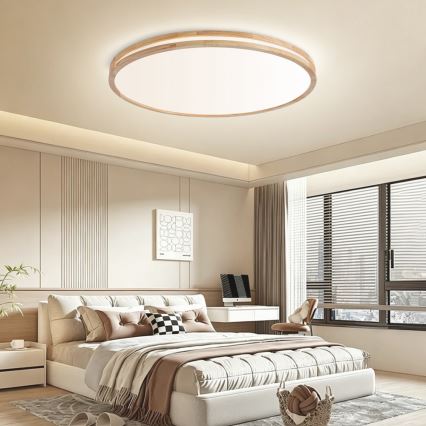 Brilagi - Dimmelhető mennyezeti lámpatest MOLINA LED/128W/230V 3000-6000K tölgy átmérő 100 cm + távirányító