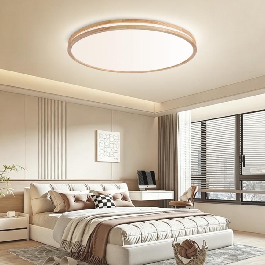 Brilagi - Dimmelhető mennyezeti lámpatest MOLINA LED/128W/230V 3000-6000K tölgy átmérő 100 cm + távirányító