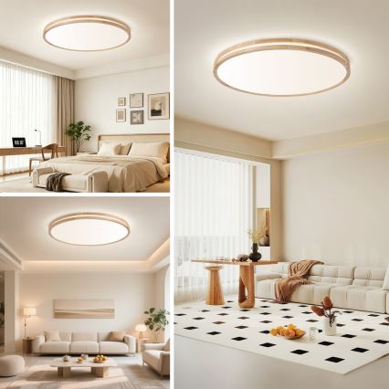 Brilagi - Dimmelhető mennyezeti lámpatest MOLINA LED/128W/230V 3000-6000K tölgy átmérő 100 cm + távirányító