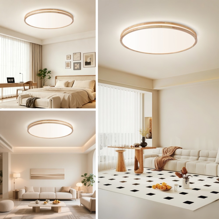 Brilagi - Dimmelhető mennyezeti lámpatest MOLINA LED/128W/230V 3000-6000K tölgy átmérő 100 cm + távirányító
