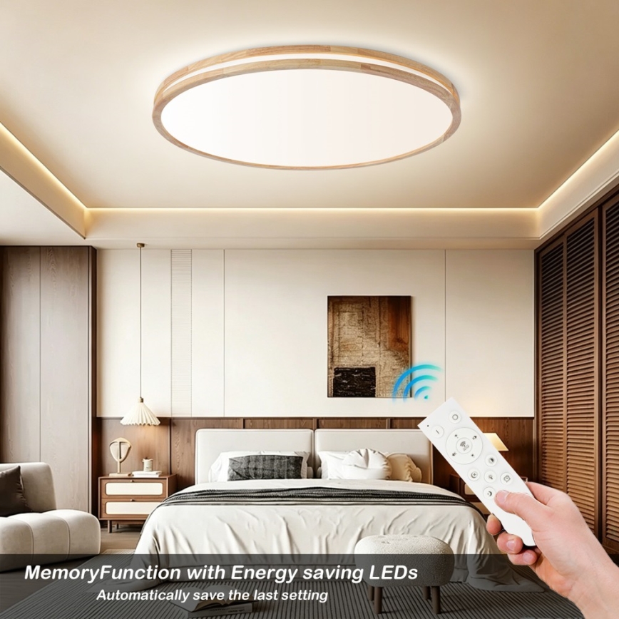 Brilagi - Dimmelhető mennyezeti lámpatest MOLINA LED/128W/230V 3000-6000K tölgy átmérő 100 cm + távirányító