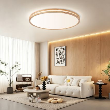 Brilagi - Dimmelhető mennyezeti lámpatest MOLINA LED/128W/230V 3000-6000K tölgy átmérő 100 cm + távirányító