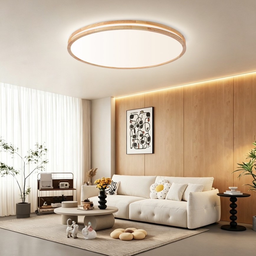 Brilagi - Dimmelhető mennyezeti lámpatest MOLINA LED/128W/230V 3000-6000K tölgy átmérő 100 cm + távirányító