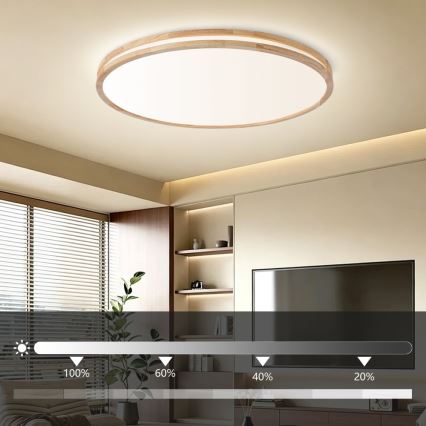 Brilagi - Dimmelhető mennyezeti lámpatest MOLINA LED/128W/230V 3000-6000K tölgy átmérő 100 cm + távirányító