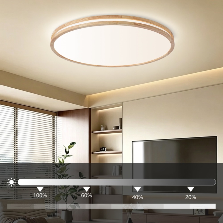 Brilagi - Dimmelhető mennyezeti lámpatest MOLINA LED/128W/230V 3000-6000K tölgy átmérő 100 cm + távirányító