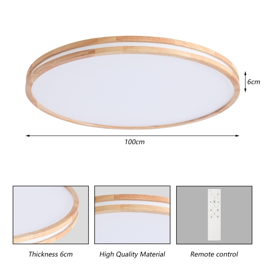 Brilagi - Dimmelhető mennyezeti lámpatest MOLINA LED/128W/230V 3000-6000K tölgy átmérő 100 cm + távirányító