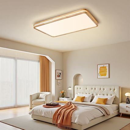 Brilagi - LED dimmelhető mennyezeti lámpa MOLINA SQUARE LED/128W/230V 3000-6000K tölgy 90x60 cm + távirányító