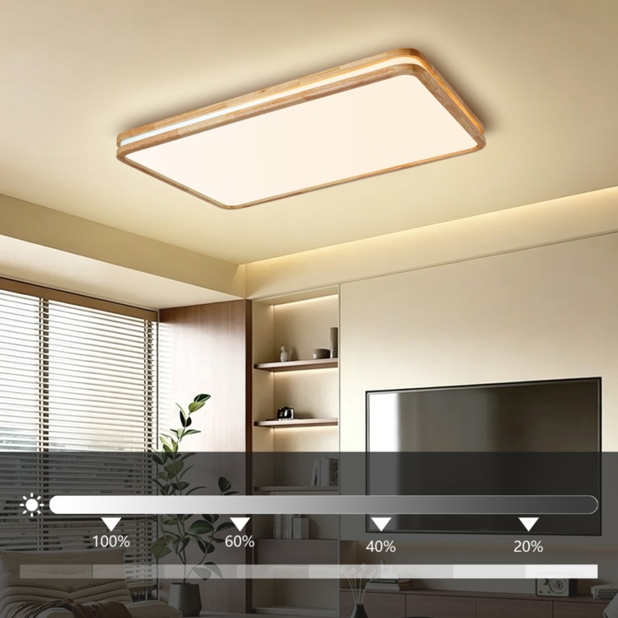 Brilagi - LED dimmelhető mennyezeti lámpa MOLINA SQUARE LED/128W/230V 3000-6000K tölgy 90x60 cm + távirányító