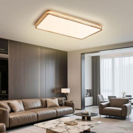 Brilagi - LED dimmelhető mennyezeti lámpa MOLINA SQUARE LED/128W/230V 3000-6000K tölgy 90x60 cm + távirányító