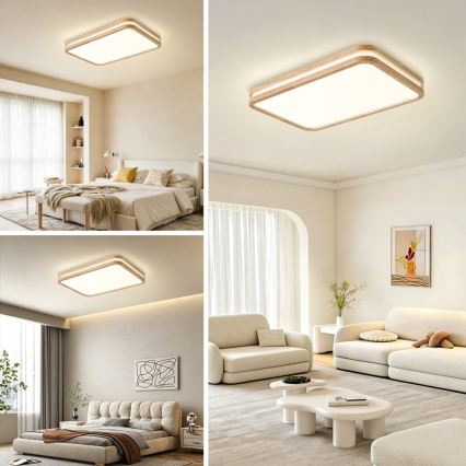 Brilagi - LED fényerőszabályozható mennyezeti lámpatest MOLINA SQUARE LED/54W/230V 3000-6000K tölgy 60x40 cm + távirányító