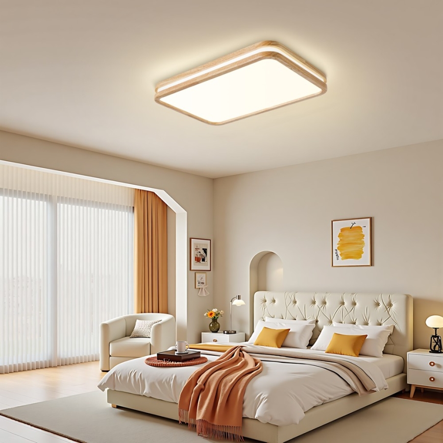 Brilagi - LED fényerőszabályozható mennyezeti lámpatest MOLINA SQUARE LED/54W/230V 3000-6000K tölgy 60x40 cm + távirányító