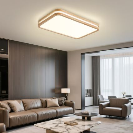 Brilagi - LED fényerőszabályozható mennyezeti lámpatest MOLINA SQUARE LED/54W/230V 3000-6000K tölgy 60x40 cm + távirányító