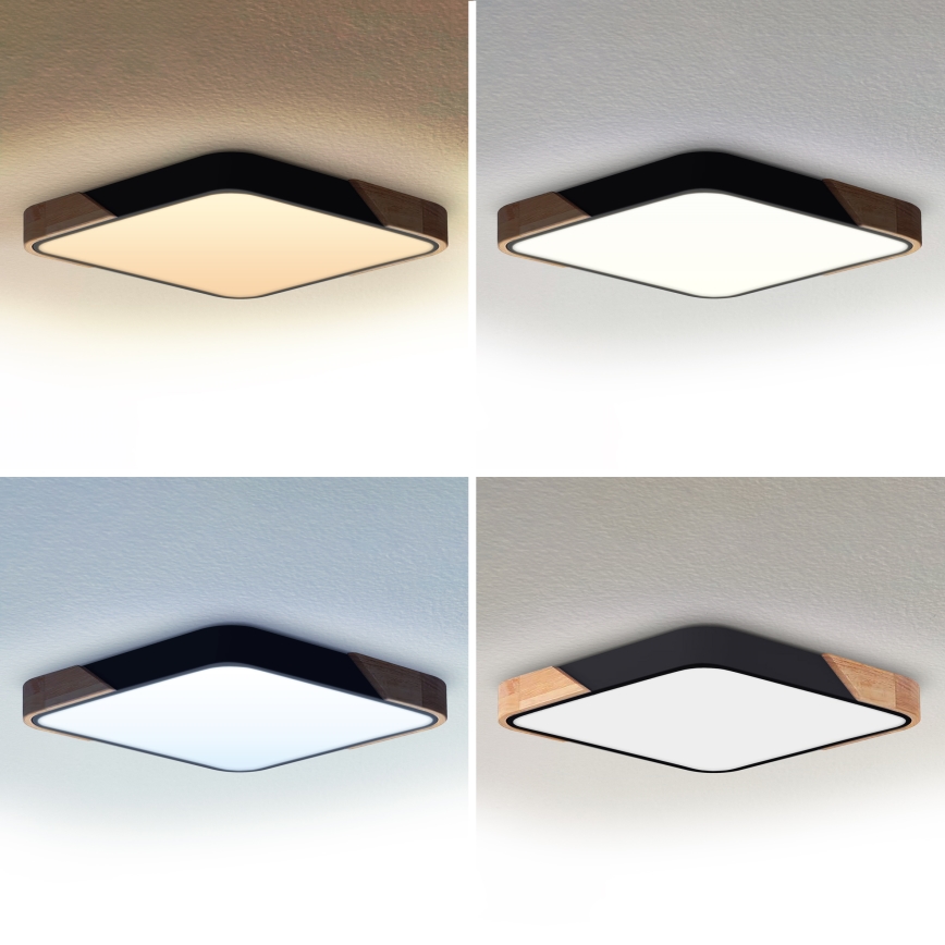 Brilagi - LED dimmelhető mennyezeti lámpatest PILANA LED/48W/230V 3000-6500K tölgy/fekete 56x56 cm + távirányítóval