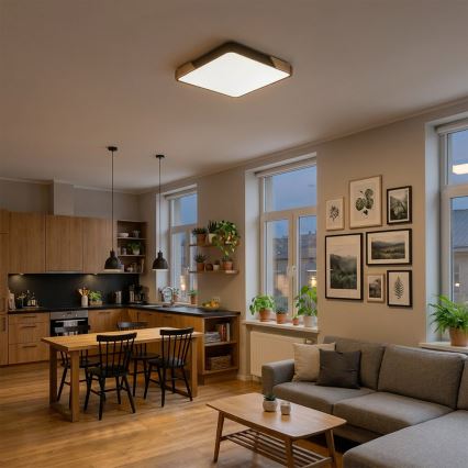 Brilagi - LED dimmelhető mennyezeti lámpatest PILANA LED/48W/230V 3000-6500K tölgy/fekete 56x56 cm + távirányítóval