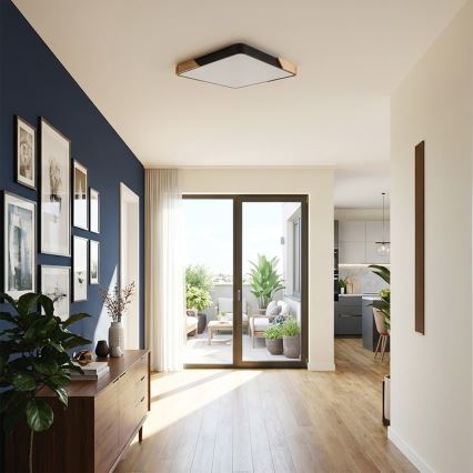 Brilagi - LED dimmelhető mennyezeti lámpatest PILANA LED/48W/230V 3000-6500K tölgy/fekete 56x56 cm + távirányítóval