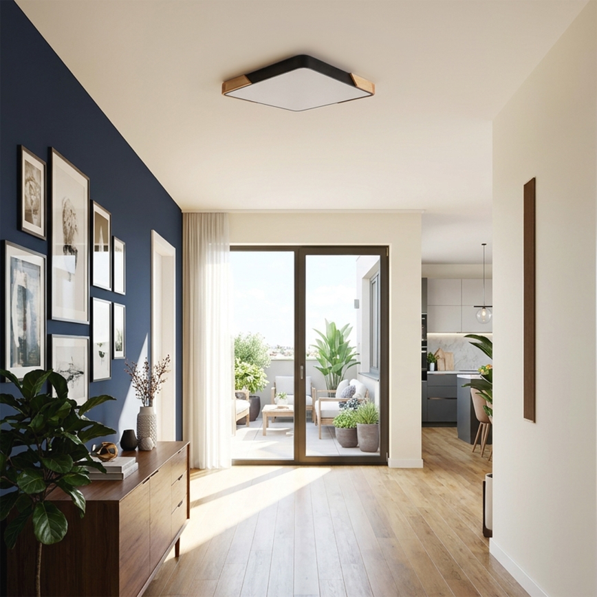Brilagi - LED dimmelhető mennyezeti lámpatest PILANA LED/48W/230V 3000-6500K tölgy/fekete 56x56 cm + távirányítóval