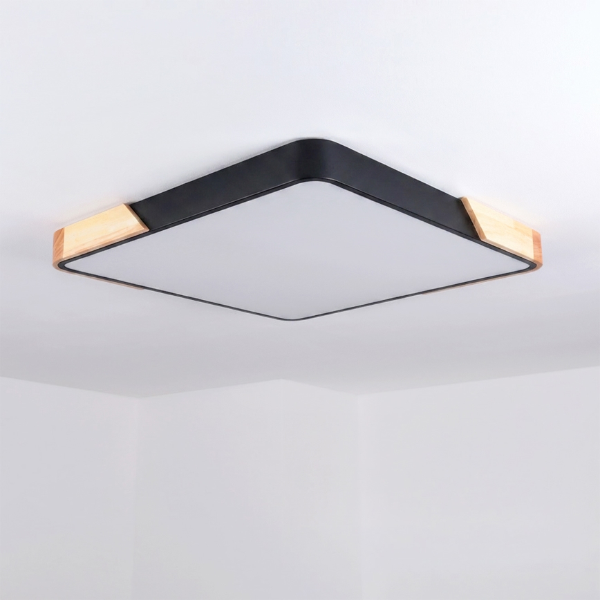 Brilagi - LED dimmelhető mennyezeti lámpatest PILANA LED/48W/230V 3000-6500K tölgy/fekete 56x56 cm + távirányítóval
